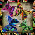 abstract scarf design with ethnic patterned butterflies