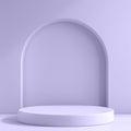 Abstract scene background, minimalistic light purpel podium with an arched background Royalty Free Stock Photo