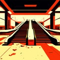 abstract scene of escalators in the subway station, vector illustration Generative AI