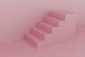 An abstract scene with a pink staircase near the pink wall.