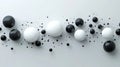 An abstract scene of several colliding objects. A dynamic composition of spheres and plasticy forms. Royalty Free Stock Photo