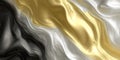 Flowing abstract design featuring black, white, and gold colors in smooth waves Royalty Free Stock Photo