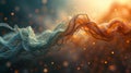 Abstract Scene with Teal and Orange Translucent Fabric Structures