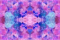 Abstract scenic background in pink and blue colors. Seamless pattern. Geometric ornament. The texture of oil painting