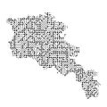 Abstract schematic map of Armenia from the black printed board,