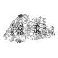 Abstract schematic map of Bhutan from the black printed board, c