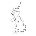 Abstract schematic map of Great Britain from the black dots along the perimeter illustration