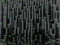 Abstract sci-fi background with glossy black column and green light 3d render