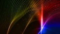 Abstract sci-fi background with glow particles form curved lines, surfaces, hologram structures or virtual digital space