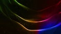 Abstract sci-fi background with glow particles form curved lines, surfaces, hologram structures or virtual digital space