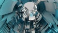 Futuristic sci-fi tunnel. future spaceship concept. 3d rendering Royalty Free Stock Photo