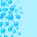 Abstract science chemistry, biology or physics background with floating blue molecules