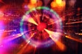 Abstract science fiction futuristic background . lens flare. concept image of space or time travel over bright lights.