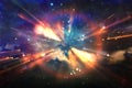 Abstract science fiction futuristic background . lens flare. concept image of space or time travel over bright lights Royalty Free Stock Photo