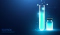 Abstract Science glass bottle experiment Science concept experiment new things Chemical solution Various on hi tech blue future