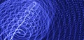 Abstract science or technology background. Array with dynamic particles. Swirl with connected dots and light effect. 3d grid