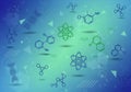 Abstract scientific background featuring various chemical and molecular structures on a gradient Royalty Free Stock Photo