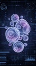 Futuristic Biotechnology Interface with Glowing Cells Royalty Free Stock Photo