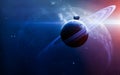 Abstract scientific background - planets in space, nebula and stars. Elements of this image furnished by NASA nasa.gov Royalty Free Stock Photo