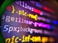 Abstract screen of software. Developer working on program codes in office. Digital technology on display. Web programming and Royalty Free Stock Photo