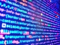 Abstract screen of software virus and coding technologies. Concept screen of experienced web developer. Programmer occupation j. Royalty Free Stock Photo