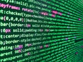 Abstract screen of web developer. Abstract program code on computer screen. Search engine optimization for better rankings with Royalty Free Stock Photo