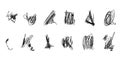 Abstract Scribble Line Marks Set. Messy Pen Scratch. Royalty Free Stock Photo