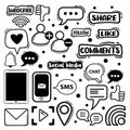 Abstract scribble social media icons hand drawn doodle Free Vector Royalty Free Stock Photo