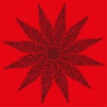 Abstract scribble star. Dynamic burst element. Grunge texture Vector. Bright red background Royalty Free Stock Photo