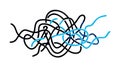 Abstract Scribble of Tangled Blue and Black Lines, vector design Generative AI Royalty Free Stock Photo