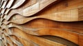 Abstract Sculptural Wooden Wall. Wavy Wood Cladding. Original Wooden Texture Background