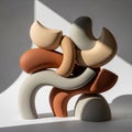 Abstract sculpture composed of curved, interlocking shapes with a matte texture Royalty Free Stock Photo