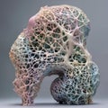 An abstract sculpture of a human head.