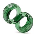Swirling Green Glass Infinity Symbol Sculpture on White Background image photo Royalty Free Stock Photo