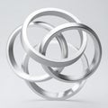 Abstract Sculpture of Interlocking Silver Rings Royalty Free Stock Photo
