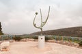 Abstract sculpture symbolizing a bird by one of the local sculptors in the famous artists village near Haifa in northern Israel