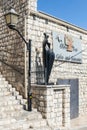 Abstract sculpture symbolizing human relationships in the artists quarter in the old town of Safed.