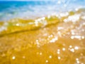 Abstract sea background. Abstract sandy summer beach background with bokeh lights on light blue sky. Beautiful texture. Space Royalty Free Stock Photo