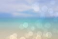 Abstract sea background. Abstract tropical sandy summer beach background with bokeh lights on light blue sky and sun. Beautiful Royalty Free Stock Photo