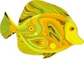 Abstract sea fish Yellow Tang.