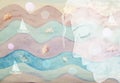 Abstract sea picture girl face watercolor