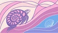 Abstract Sea Turtle and Shell in Ocean Waves, vector design Generative AI Royalty Free Stock Photo