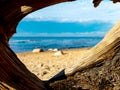 Sea view through sandstone cave Royalty Free Stock Photo