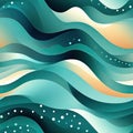 Abstract sea and waves background design with cartoonish motifs (tiled)