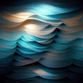 Abstract sea waves made of layered color paper as seamless pattern background made with generative AI Royalty Free Stock Photo