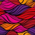 Abstract sea waves seamless pattern. Colorful wavy striped background. Endless backdrop. Vector illustration. Royalty Free Stock Photo