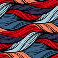 Abstract sea waves seamless pattern. Colorful wavy striped background. Endless backdrop. Vector illustration. Royalty Free Stock Photo