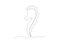 Abstract Seahorse continuous one line art drawing