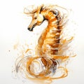 Abstract Seahorse Sketch: Brown Sea Horse In Expressionistic Style Royalty Free Stock Photo