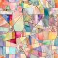 Abstract seamles pattern with colorful polygons. Intricate multicolored mosaic background, texture design for gift wrap.